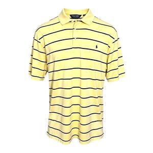 POLO GOLF® Mens (L)Yellow/Blue Striped Polo/Golf Shirt S/S - 100% Pima Cotton